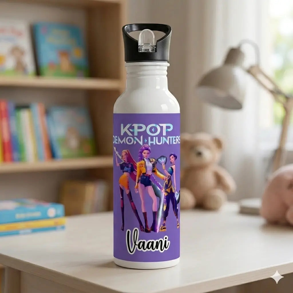 Personalised Printed Kids Stainless Steel Bottle With Straw
