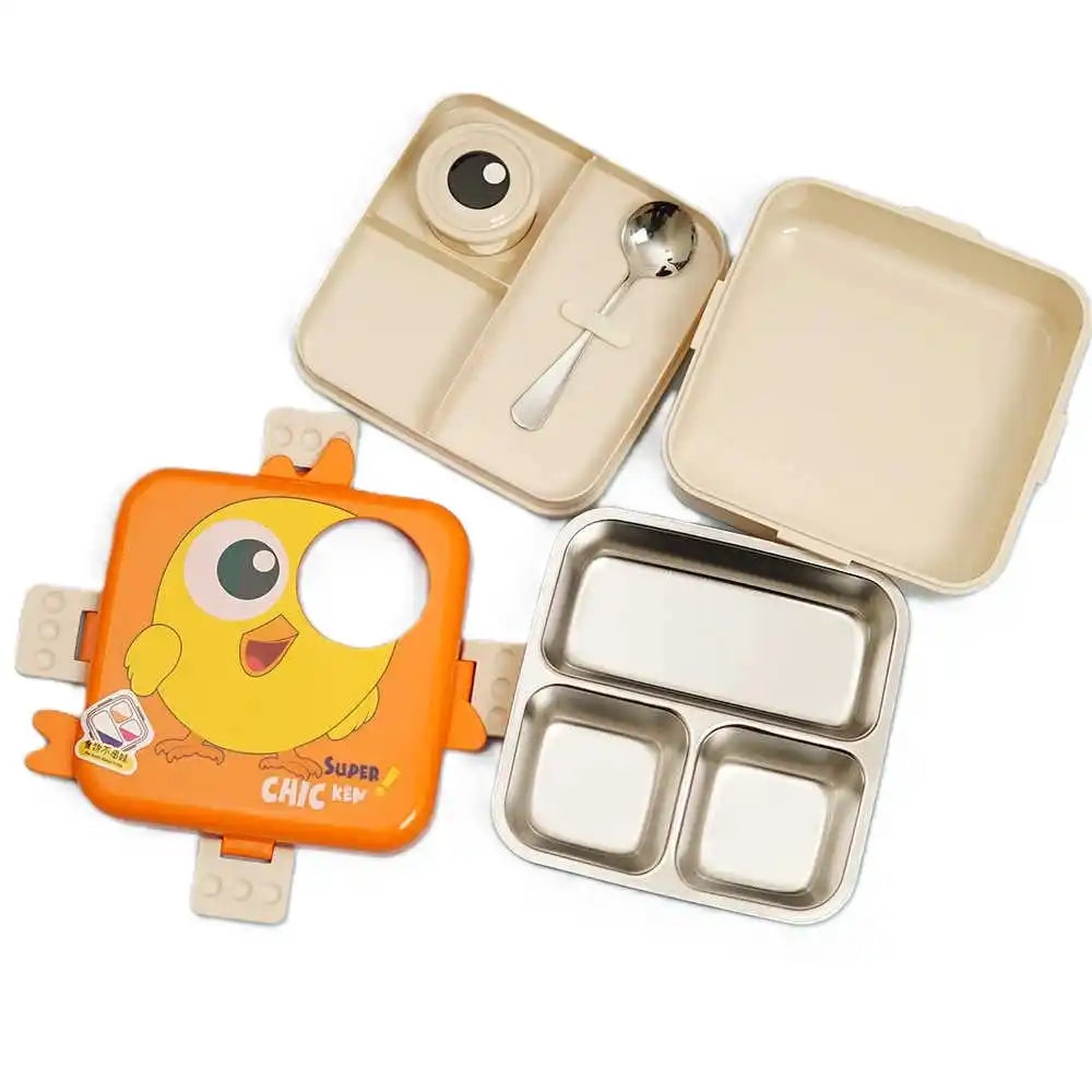 Personalized Chicken Steel Compartment Lunch Box for Kids
