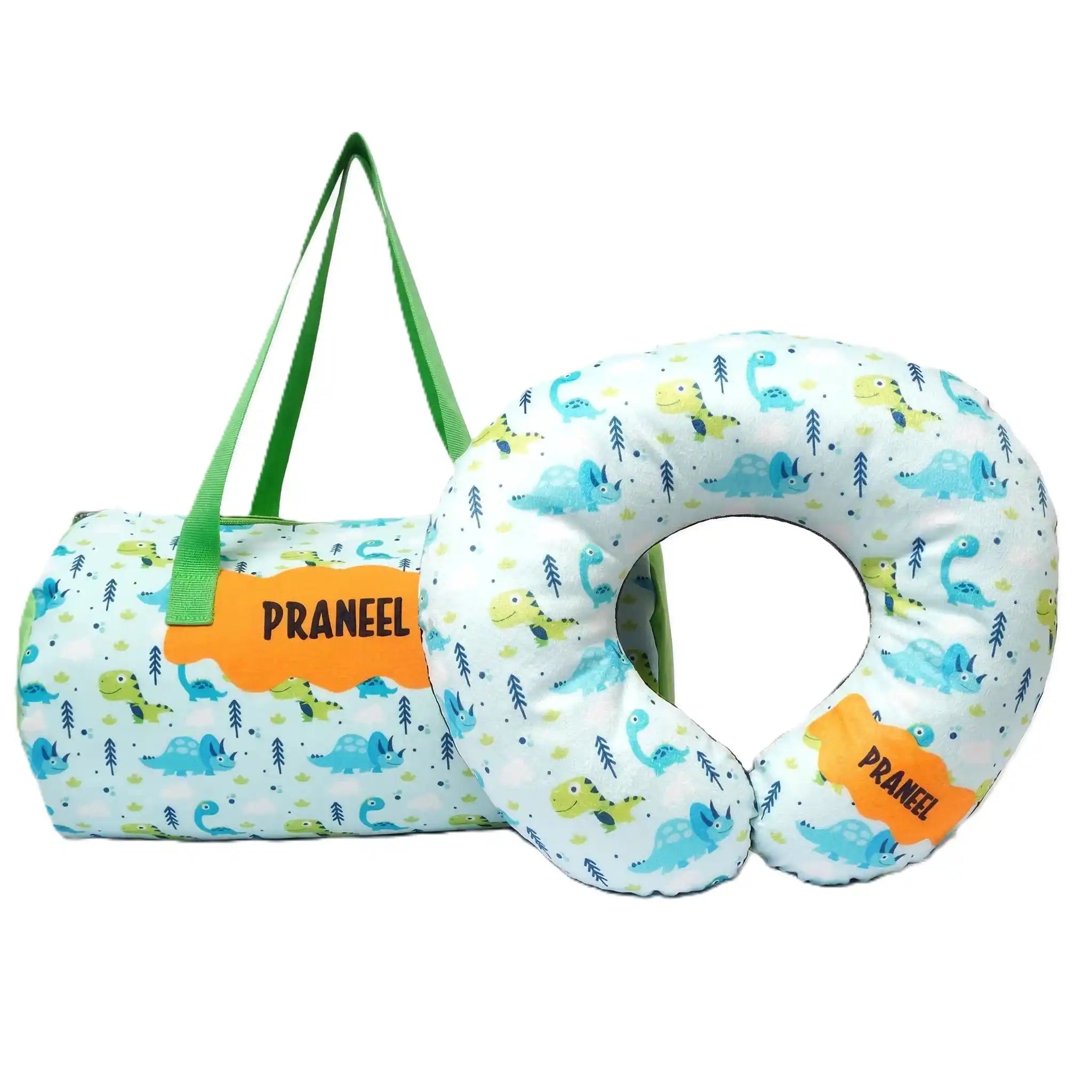 Personalized Duffle Bag with Neck Pillow Combo for Kids