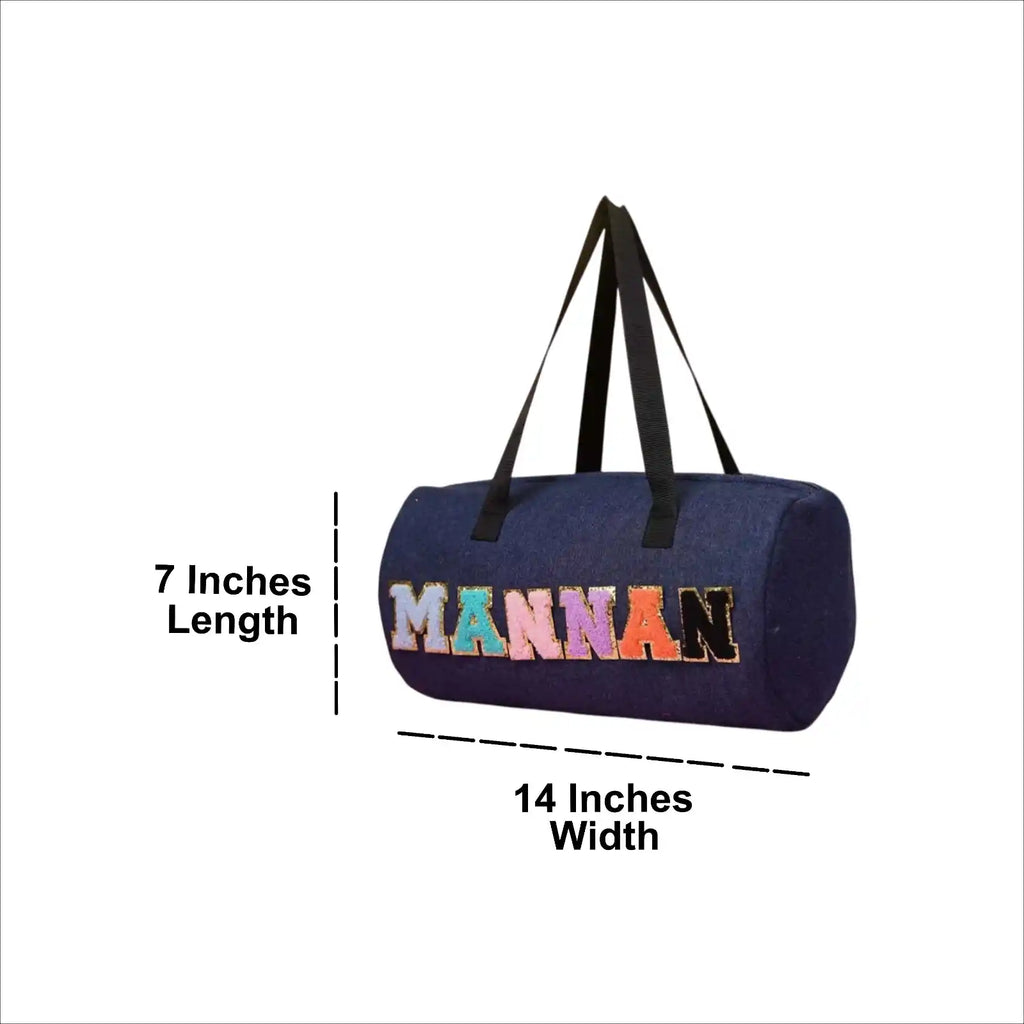Personalized Denim Duffle Bag for Kids