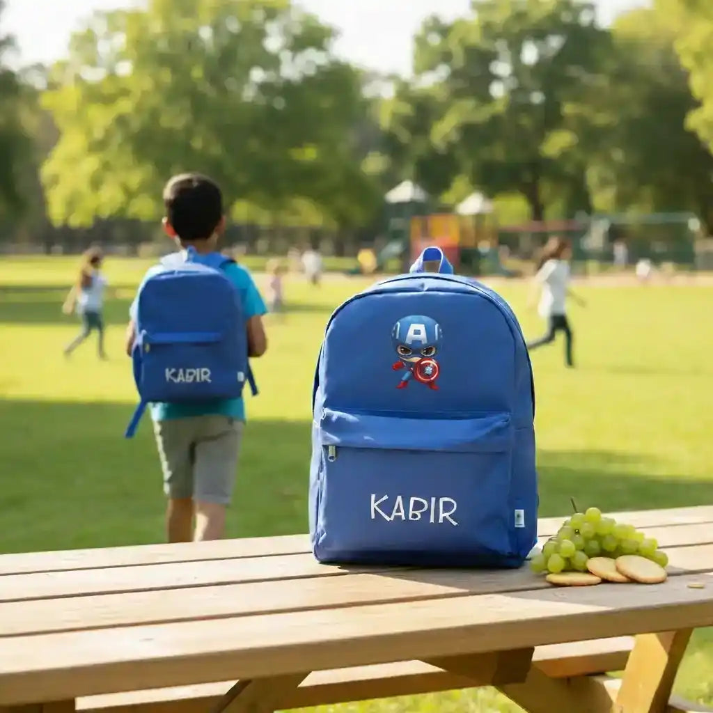 Personalised Printed Kids Backpack with Cartoon Patch