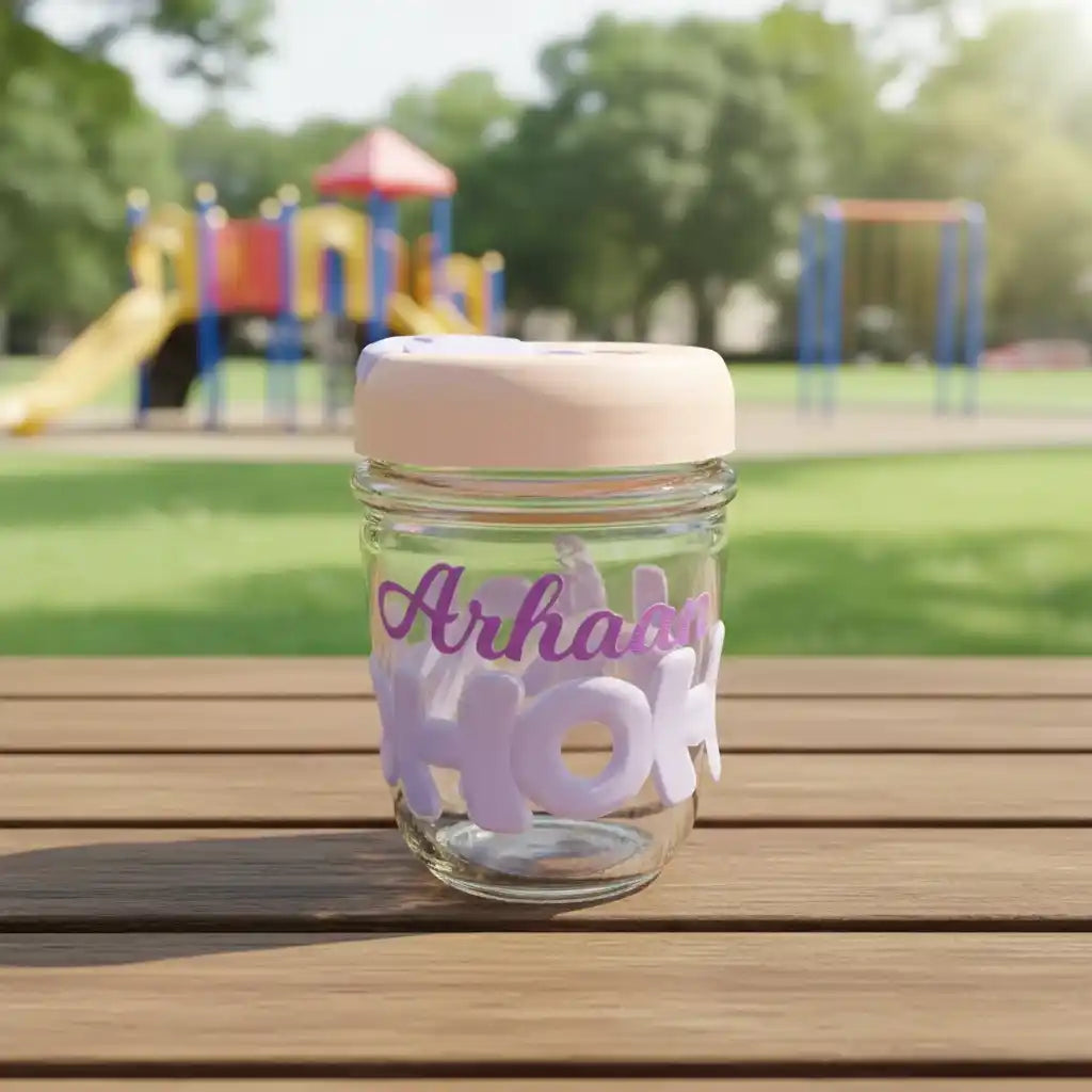 Personalised Hoho Printed Glass Tumbler with Lid and Straw - 450ml