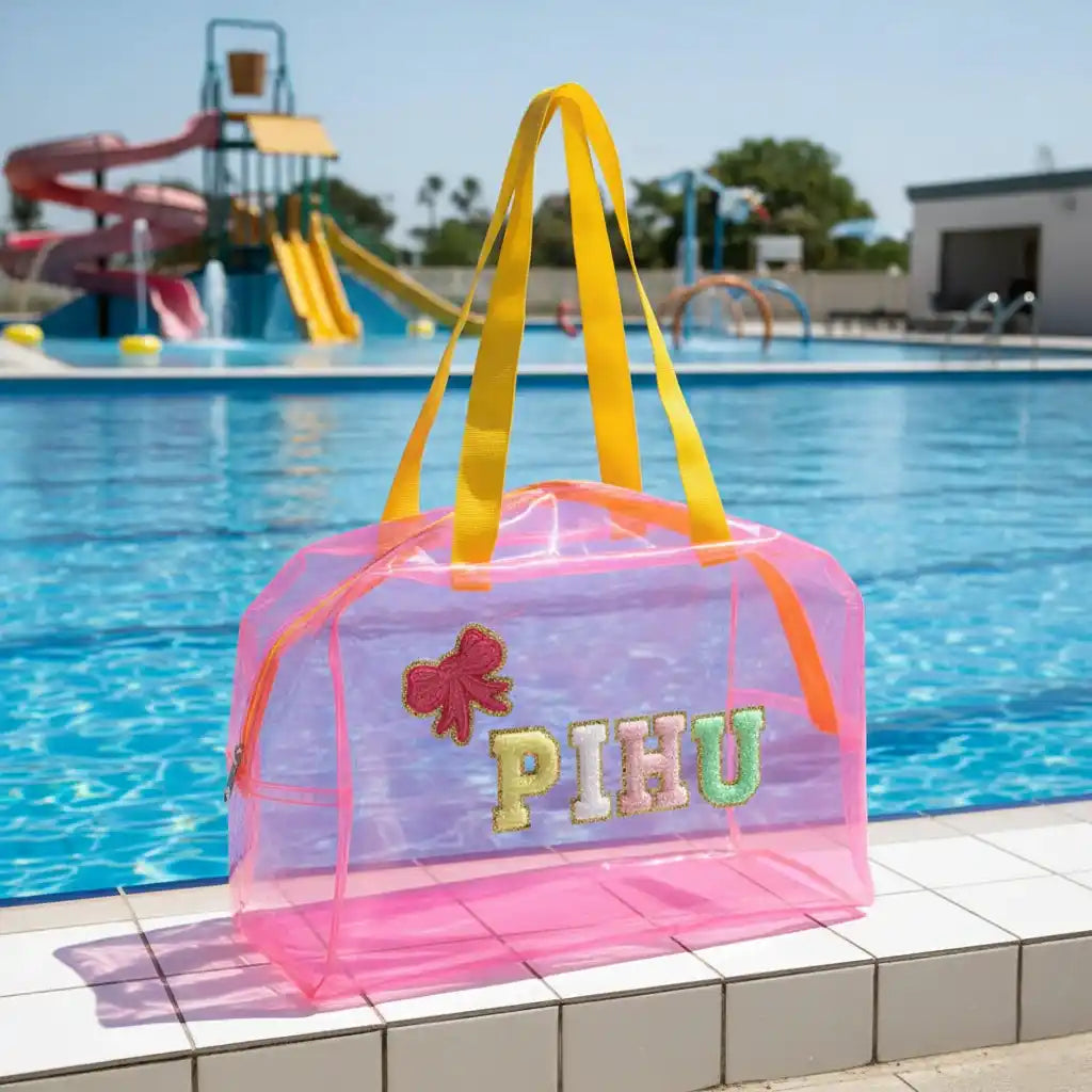 Personalised Kids Jelly Duffle Bag With Patch and Initial Letter