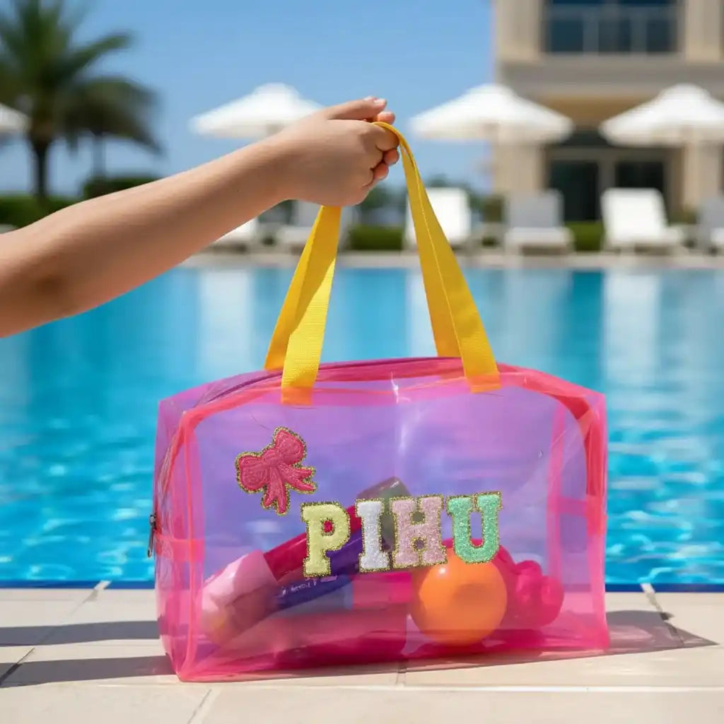 Personalised Kids Jelly Duffle Bag With Patch and Initial Letter