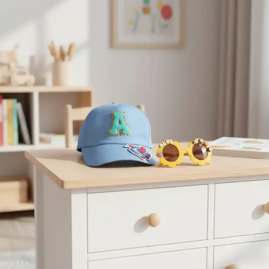 Personalised Kids Cap With Theme and Initial Letter Sunglass Combo