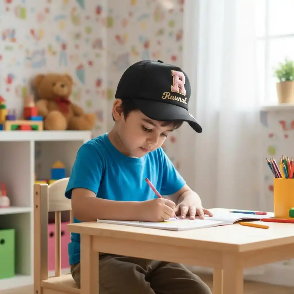Kids Caps With Theme and Initial Letter