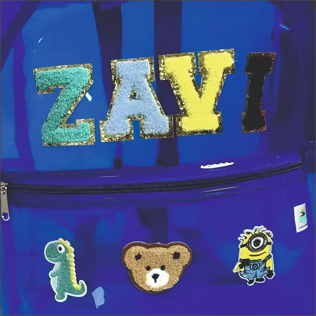 Personalized Kids Jelly Backpack with Patch and Initial Letter