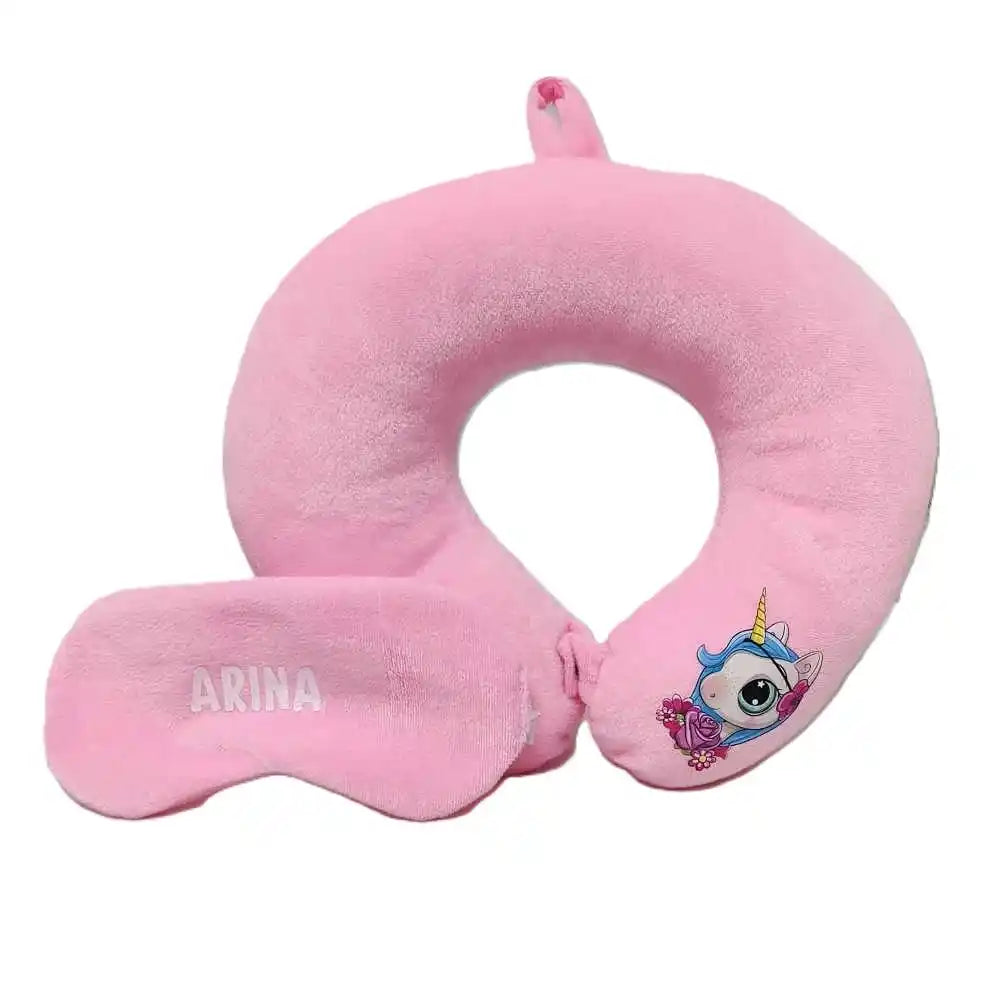 Personalised Neck Pillow with Eye Mask Combo Gift Set for Kids
