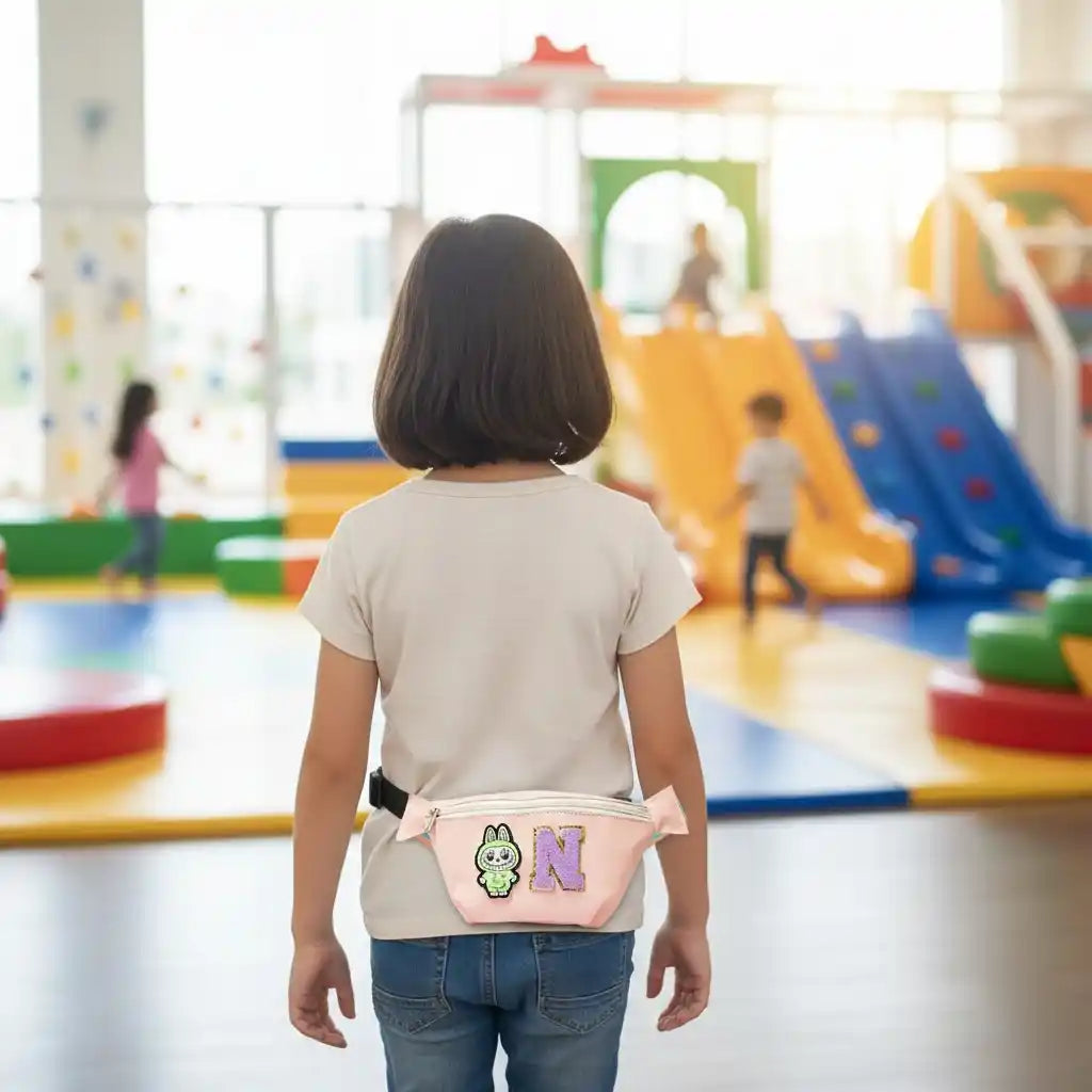 Personalized PU Pouch with Patch and Initial Letter for Kids