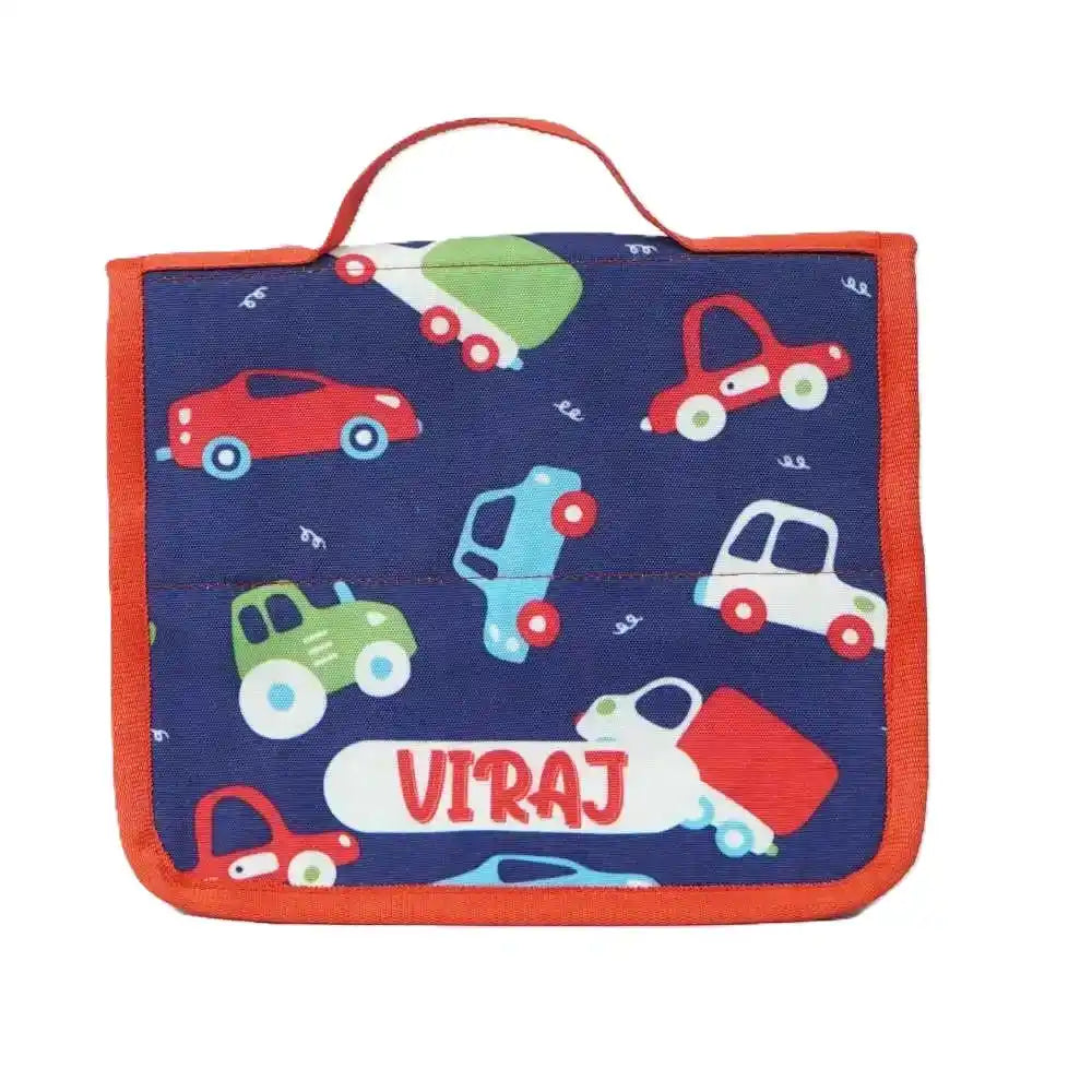 Personalised Organizers Bag and Steel Bottle With Straw Combo for Kids
