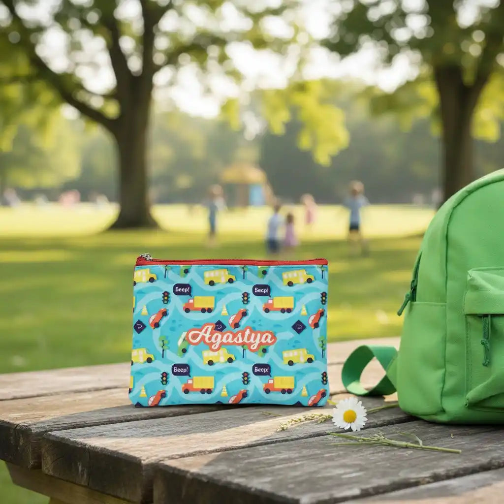 Personalised Car Printed Wet Pouch for Kids