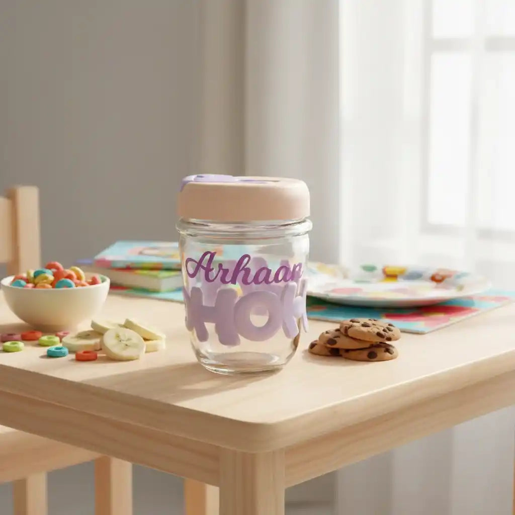Personalised Hoho Printed Glass Tumbler with Lid and Straw - 450ml