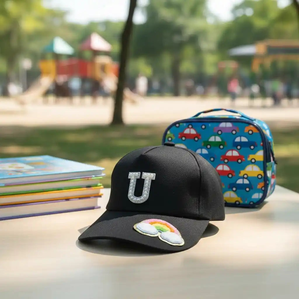 Personalised Kids Caps With Patch and Initial Letter