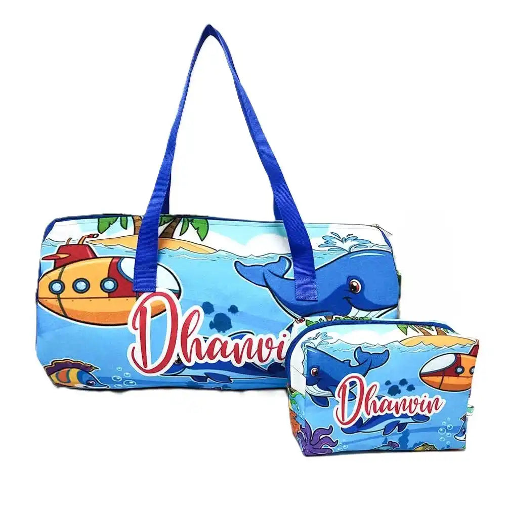 Personalised Kids Duffle Bag & Box Pouch Combo Gift Set