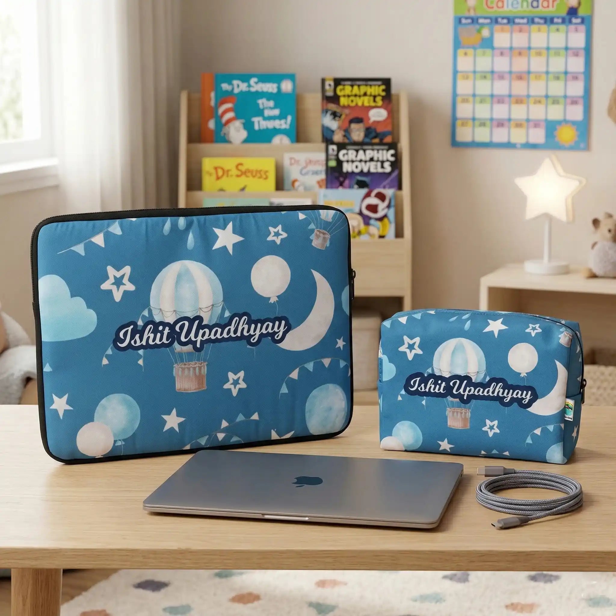 Personalised Laptop Sleeve/Cover & Box Pouch Kids Combo
