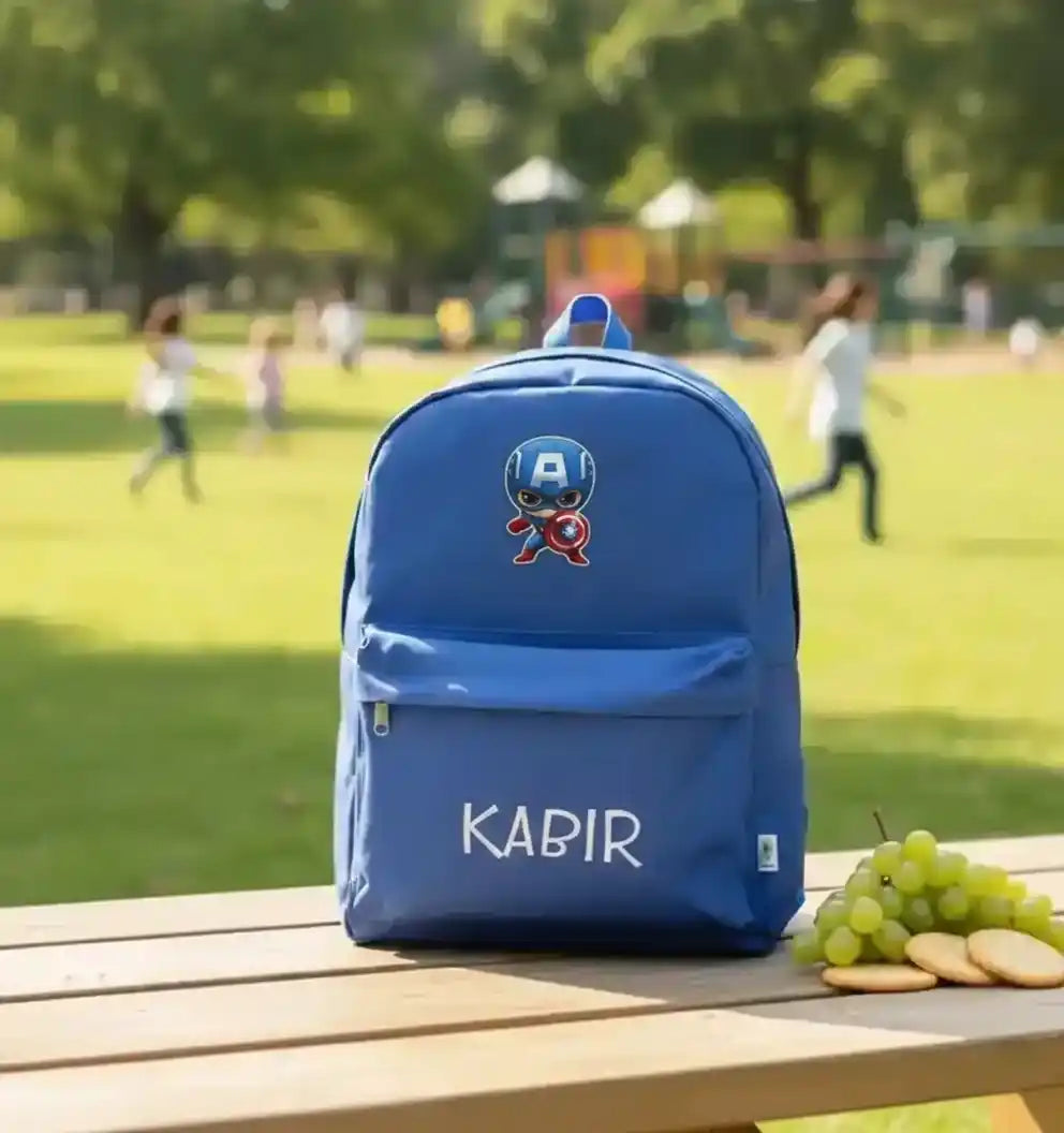 Personalised Printed Kids Backpack with Cartoon Patch
