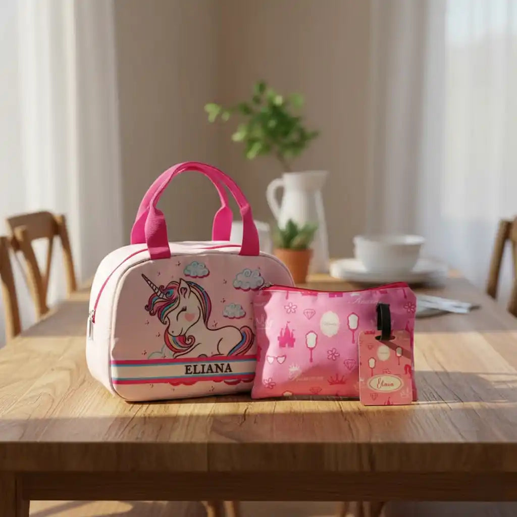 Personalised Printed Kids Lunch Bag Combo Gift Set