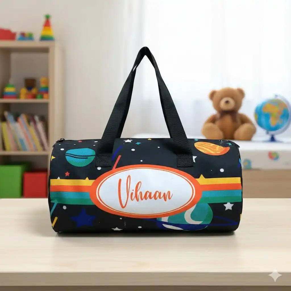 Personalised Space Printed Kids Swimming Duffle Bag