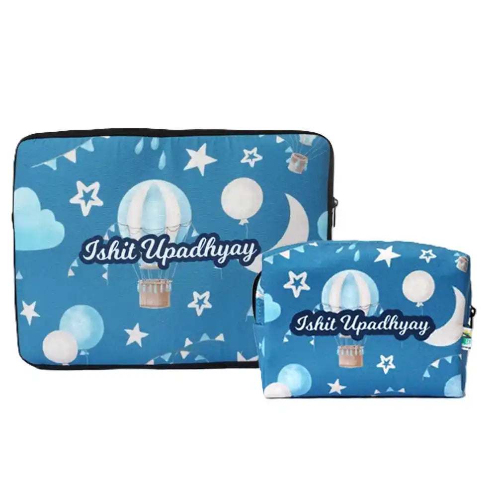 Personalised Laptop Sleeve/Cover & Box Pouch Kids Combo
