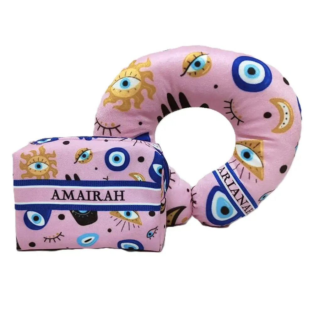 Personalised Printed Neck Pillow & Box Pouch Combo Gift Set