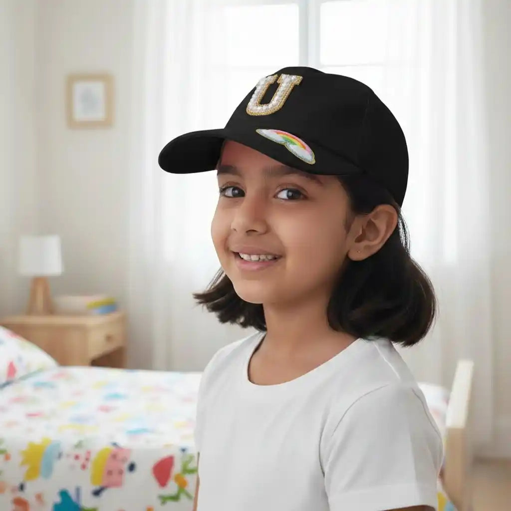 Personalised Kids Caps With Patch and Initial Letter