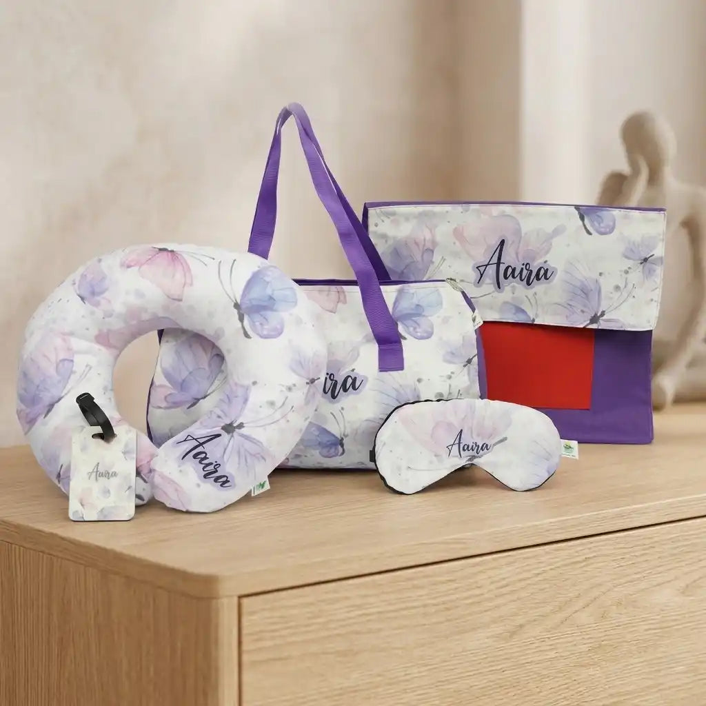 Personalised Printed Kids Duffle Bag with Neck Pillow Combo Gift Set