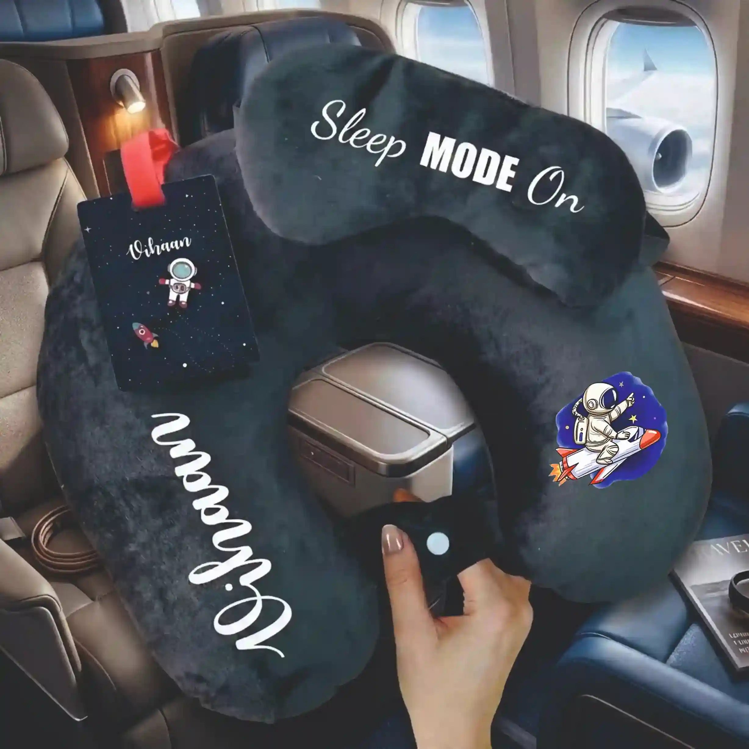 Personalised Printed Neck Pillow with Eye Mask Combo Gift Set for Kids