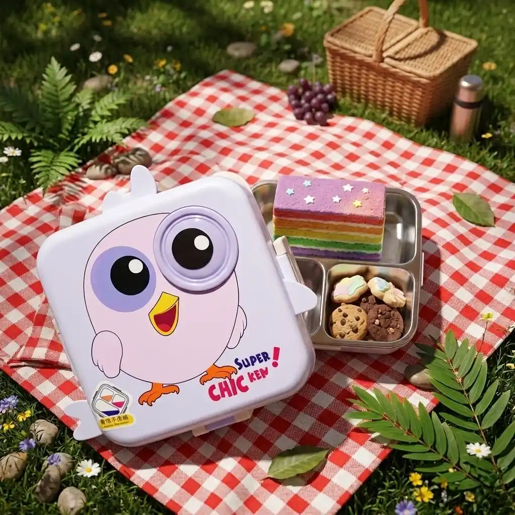 Personalized Chicken Steel Compartment Lunch Box for Kids