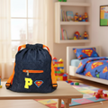 Personalized Denim Drawstring Bag for Kids
