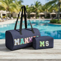 Personalized Denim Duffle Bag with Box Pouch Combo for Kids