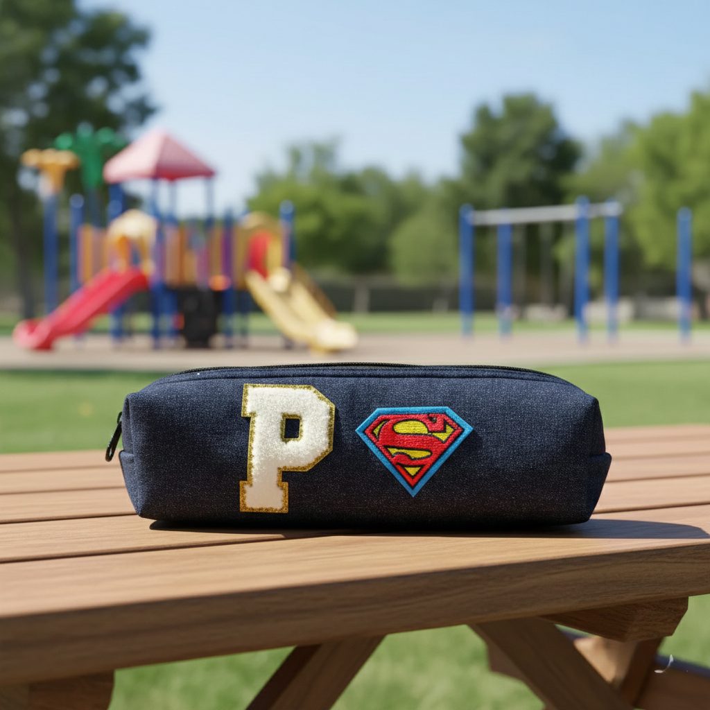 Personalized Denim Pencil Pouch for Kids