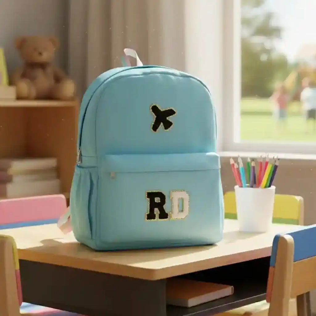 Personalized Kids Backpack with Patch and Initial Letter
