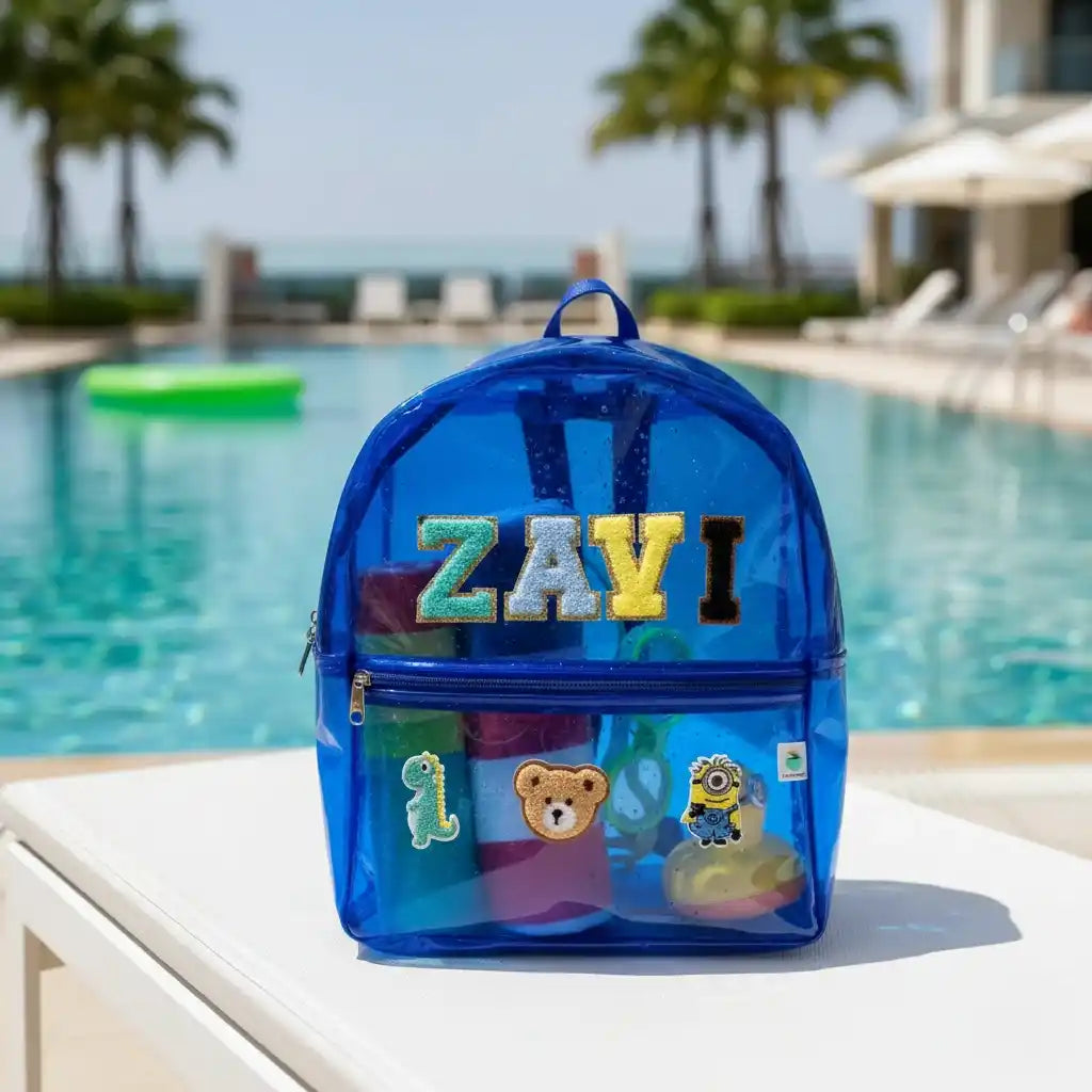 Personalized Kids Jelly Backpack with Patch and Initial Letter 