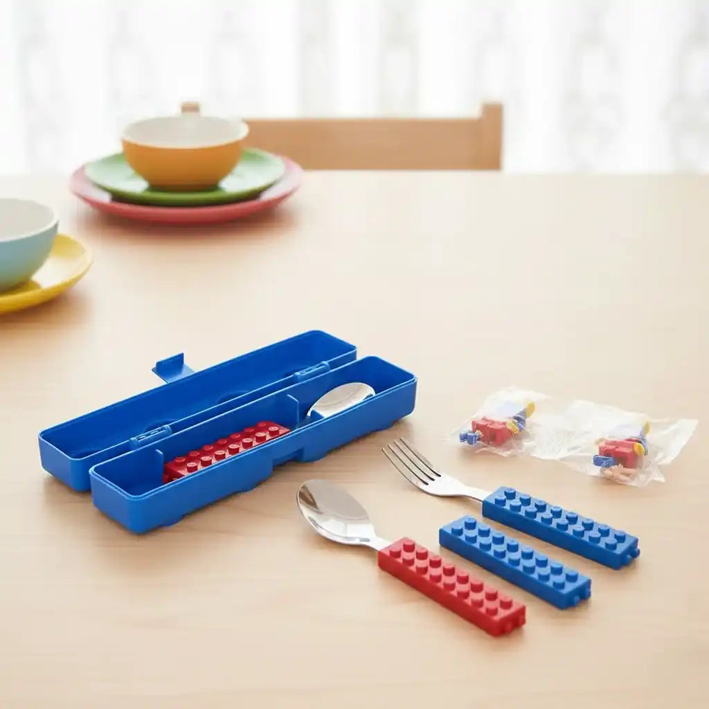 Personalized Lego-Themed Stainless Steel Spoon & Fork Set for Kids