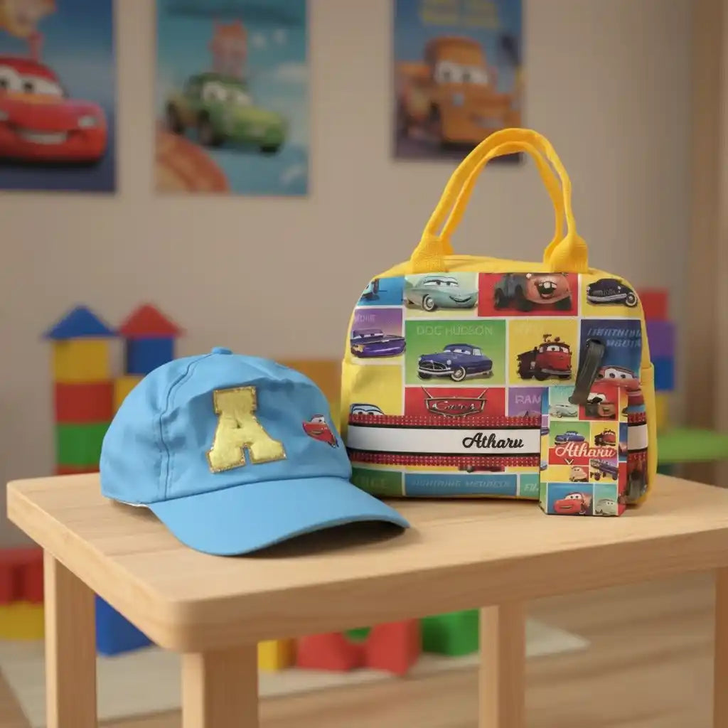 Personalized Printed Kids Lunch Bag With Handle Combo