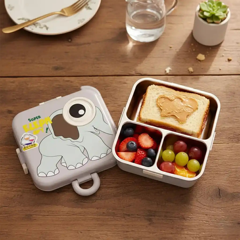 Personalized Stainless Steel Elephant Theme Lunch Box for Kids