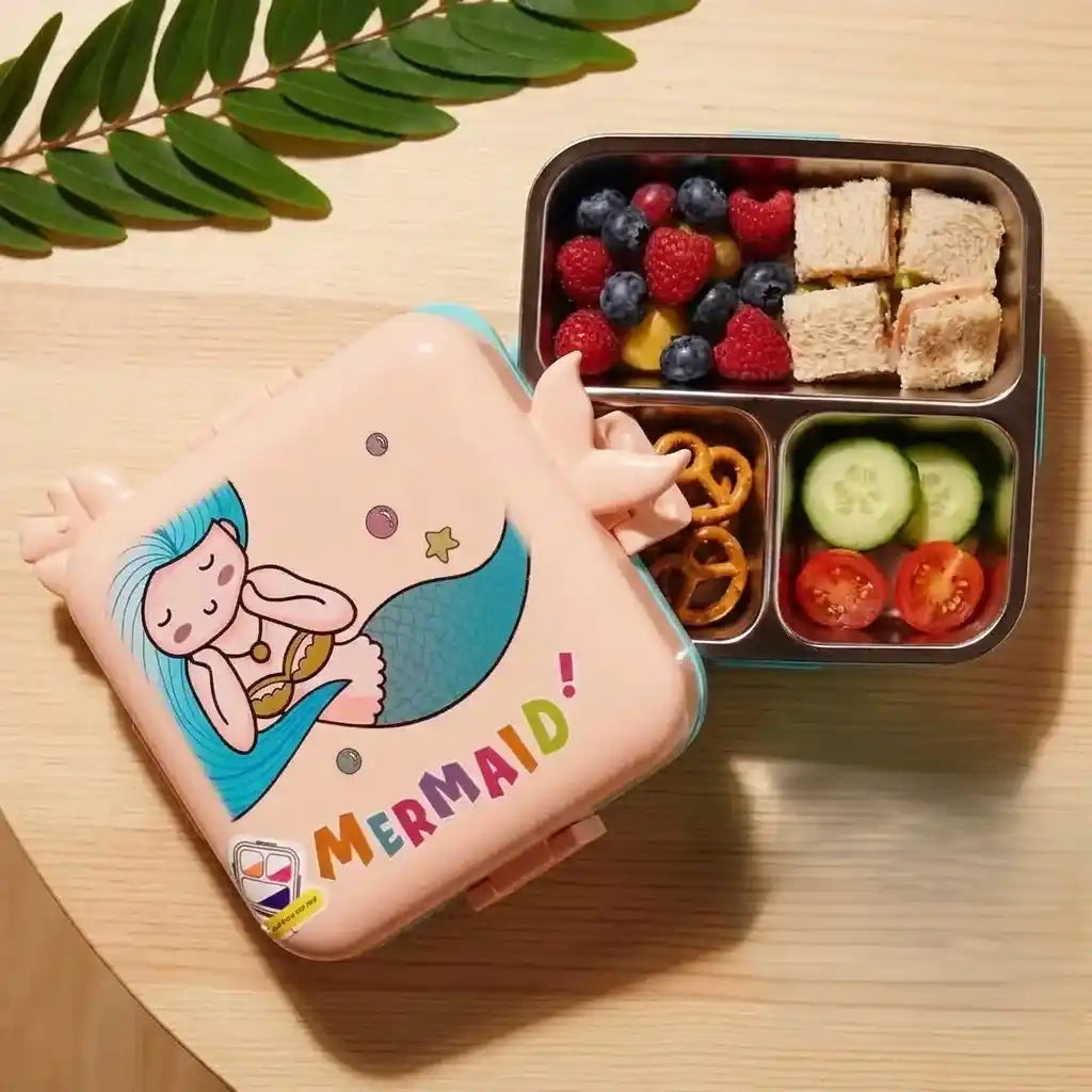 Personalized Stainless Steel Mermaid Theme Lunch Box for Kids