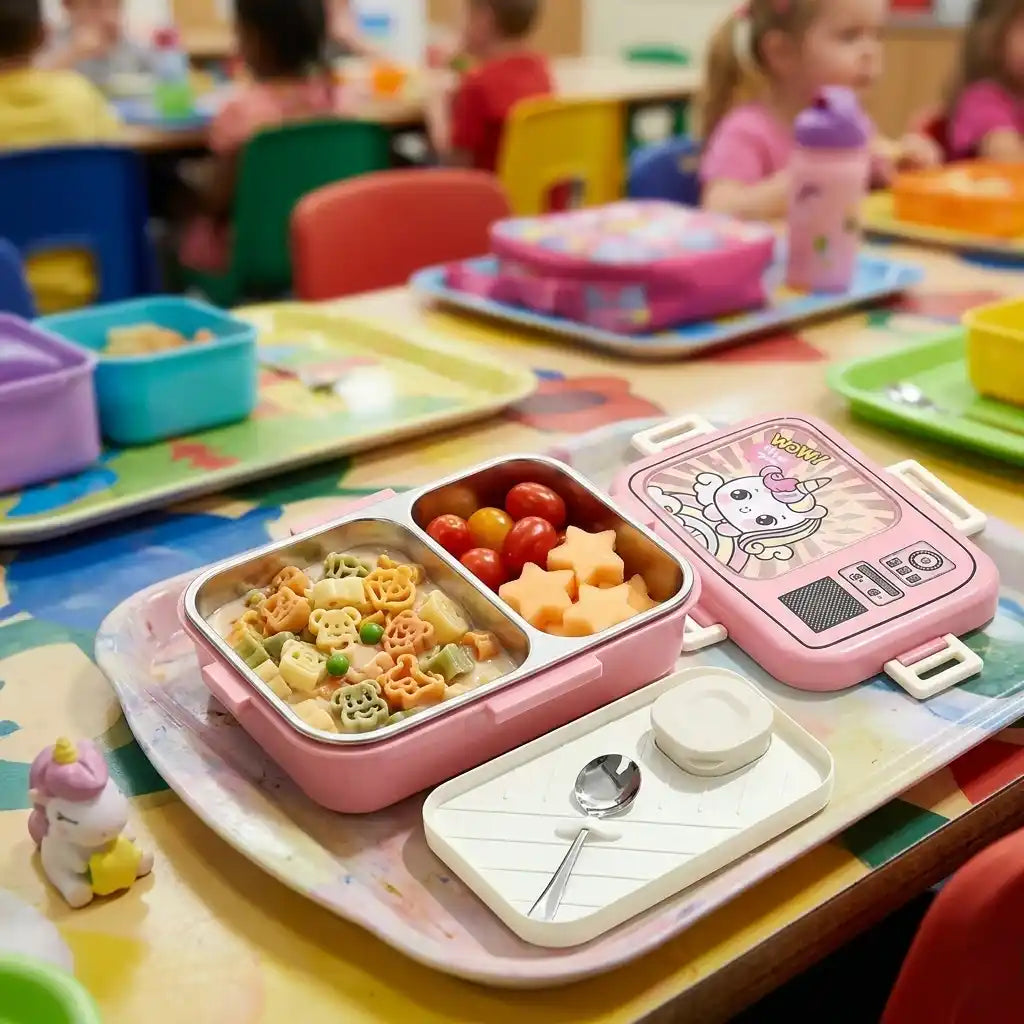 Personalized Unicorn Steel Compartment Lunch Box for Kids
