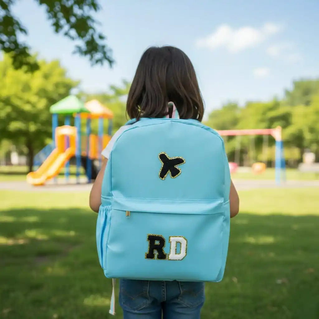 Personalized Kids Backpack with Patch and Initial Letter