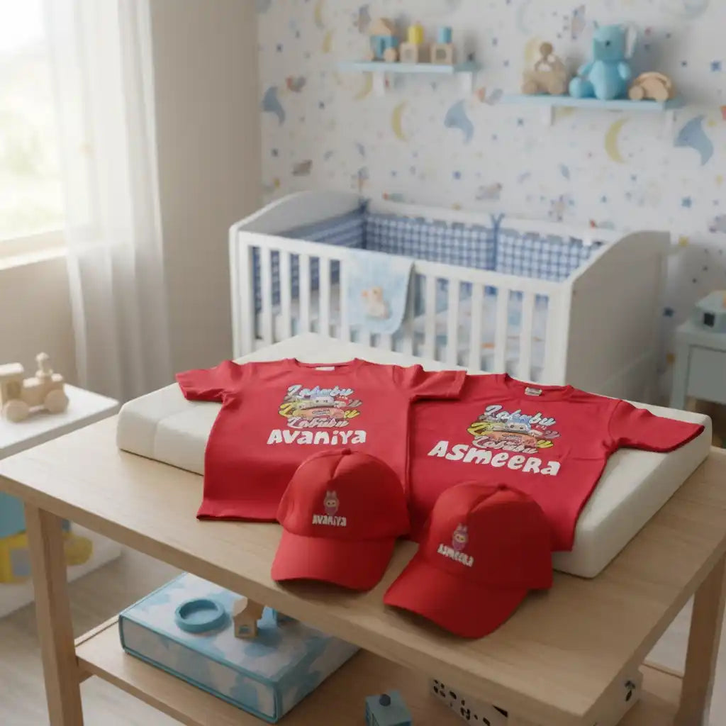 Personalized Printed Kids T-Shirt With Cap Combo