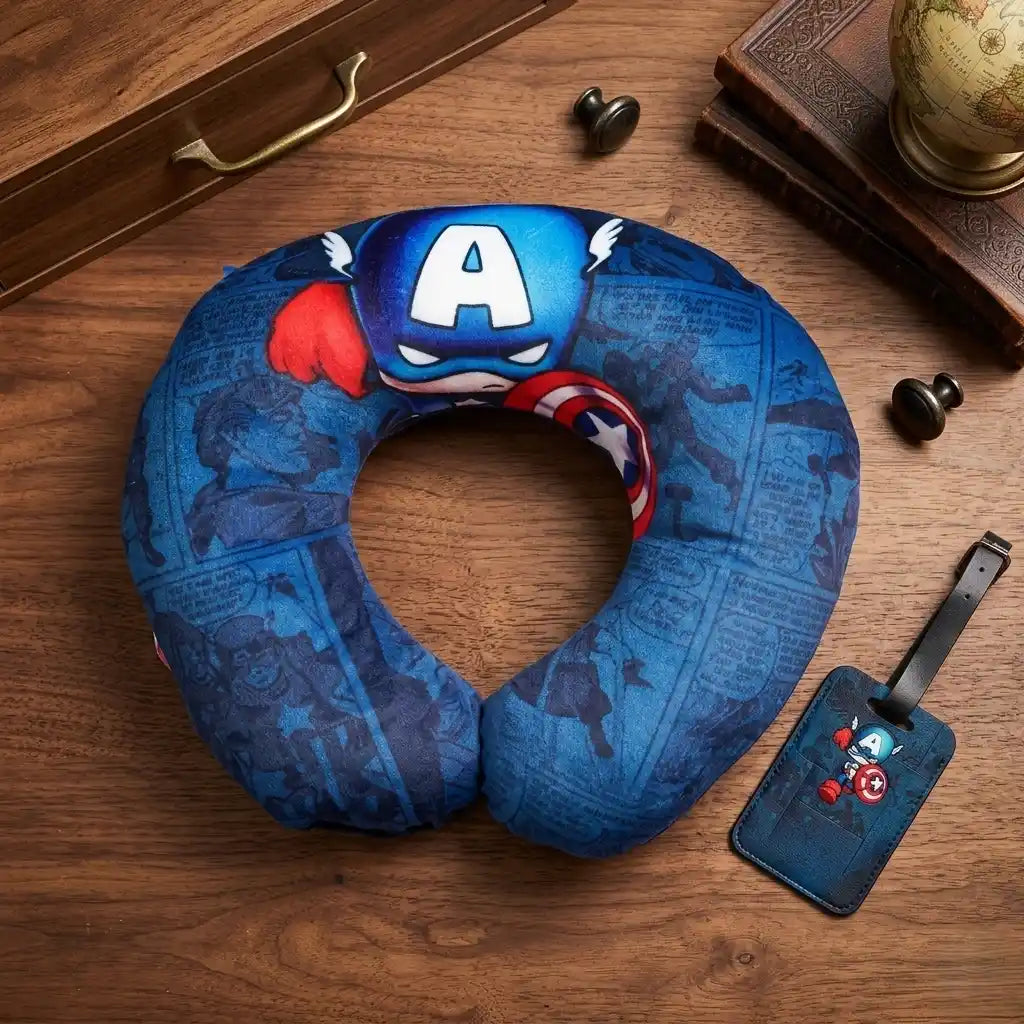 Personalized Printed Neck Pillow with Luggage Tag Combo for Kids