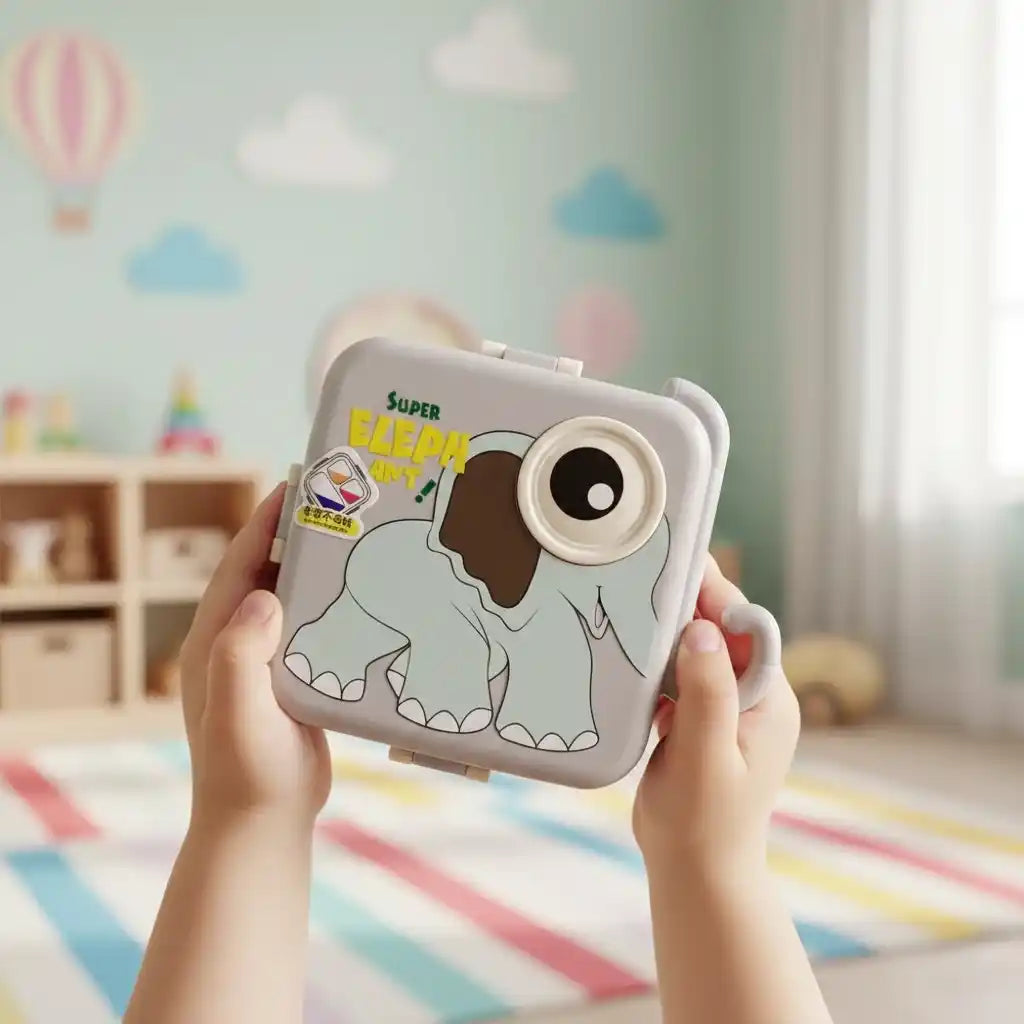 Personalized Stainless Steel Elephant Theme Lunch Box for Kids