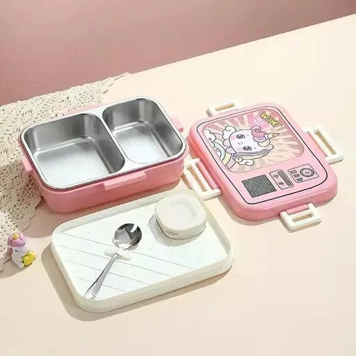Personalized Unicorn Steel Compartment Lunch Box for Kids