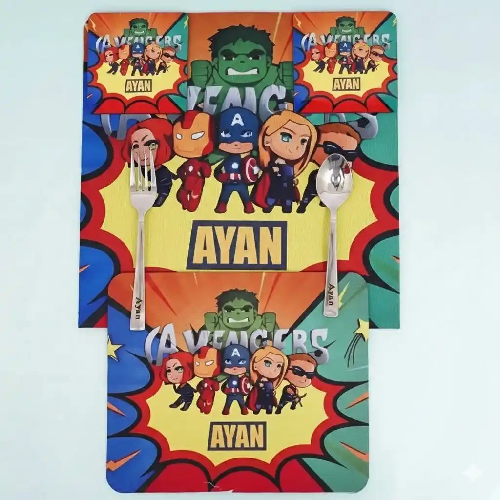 Personalised Printed Kids Dinner Mat Set