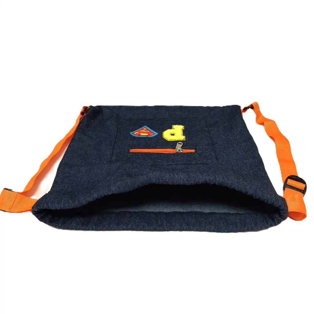 Personalized Denim Drawstring Bag 