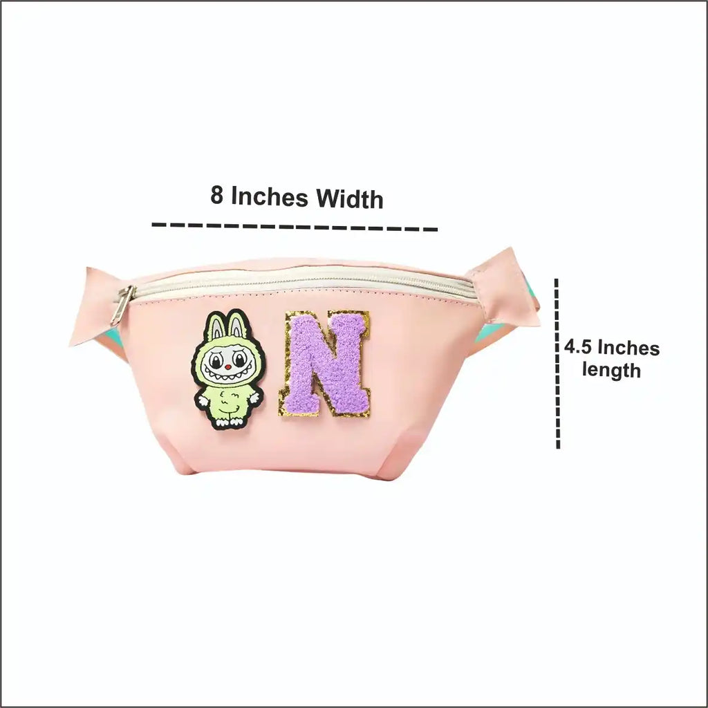 Personalized PU Pouch with Patch and Initial Letter for Kids
