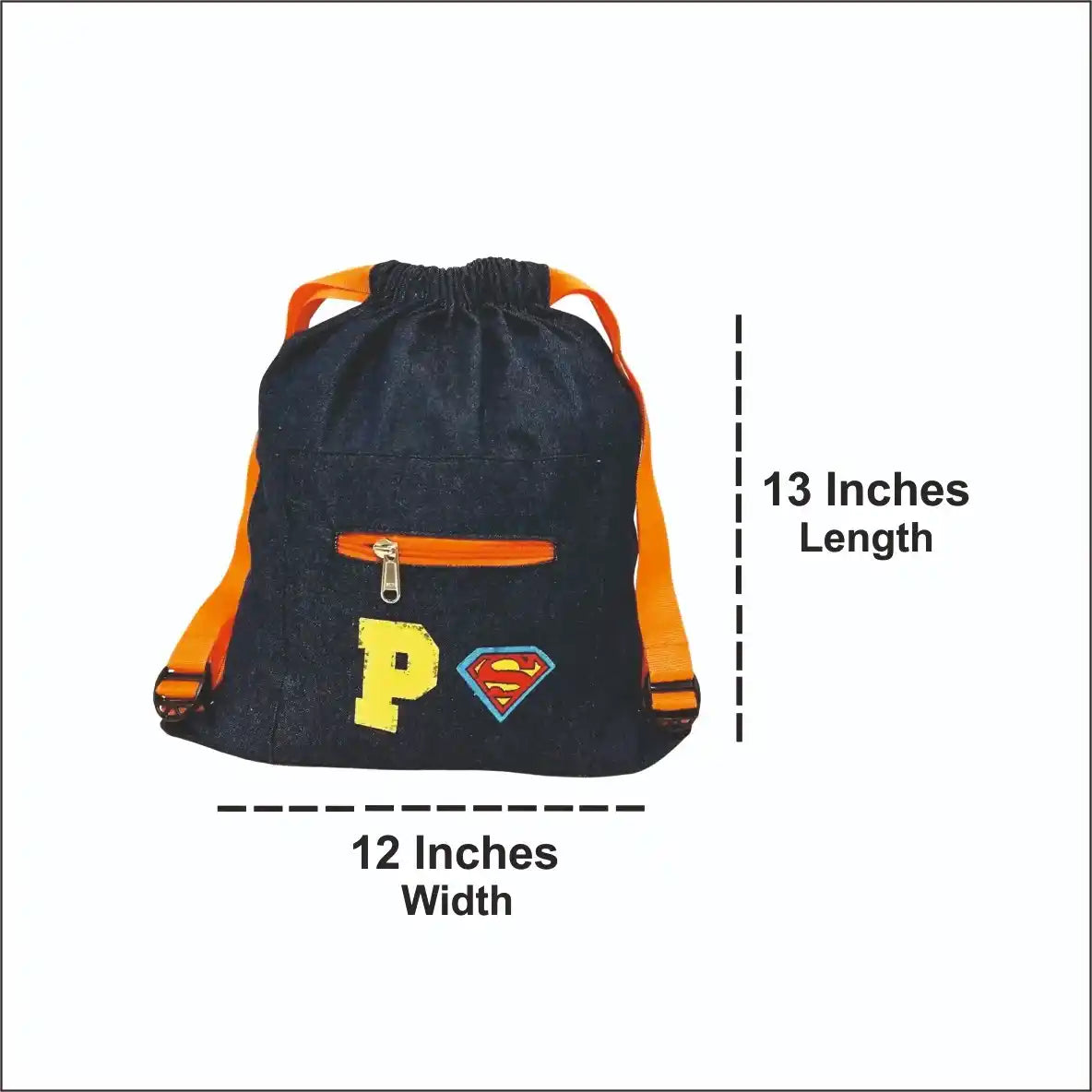 Personalized Denim Drawstring Bag for Kids