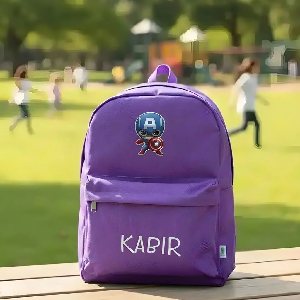 Personalised Printed Kids Backpack with Cartoon Patch