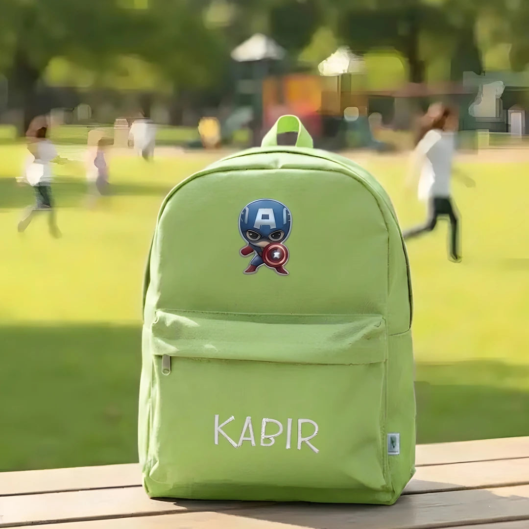 Personalised Printed Kids Backpack with Cartoon Patch