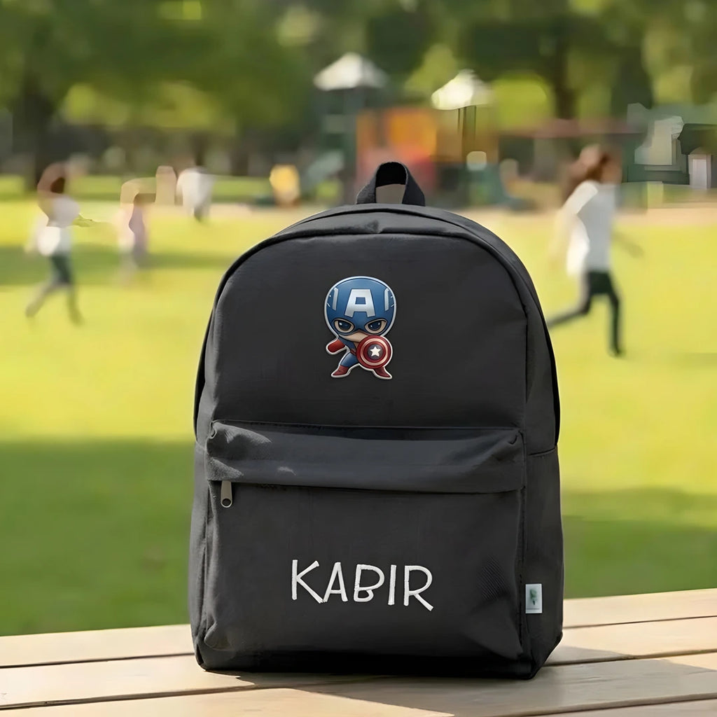 Personalised Printed Kids Backpack with Cartoon Patch